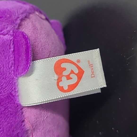 2017 Teeny Tys Beanie Baby Mini Devil Halloween Purple Plush Stuffed Animal Toy - Picture 7 of 14